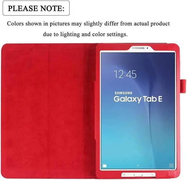 Alt view image 6 of 7 - BONAEVER For Galaxy Tab E 9.6 Case with Universal Stylus Pen - Slim Leather Folio Stand Case Cover for Samsung Galaxy Tab E 9.6 Inch Model SM-T560 SM-T561 SM-T565 SM-T567V Red