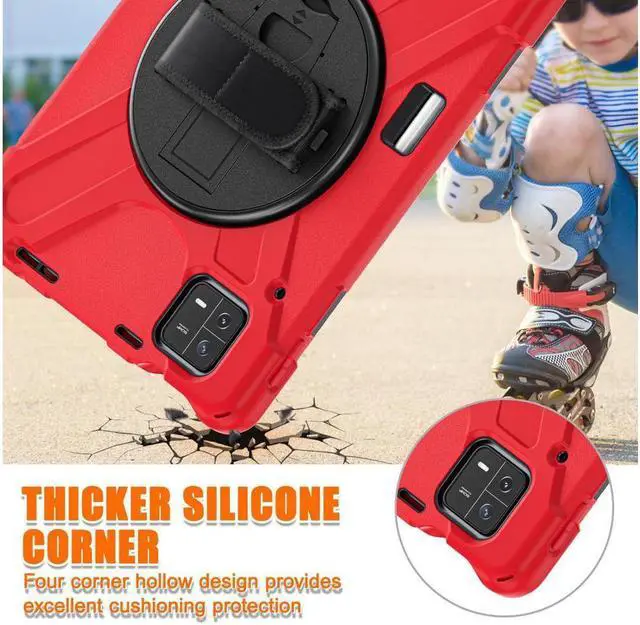 Alt view image 2 of 7 - BONAEVER Protective Case for Xiaomi Mi Pad 6 / 6 Pro 11.2 Inch 2023 with Stylus Holder & Stand and Portable Hybrid ShockProof Cover with 360° Rotatable Handle Shoulder Strap Stylus Pen Red
