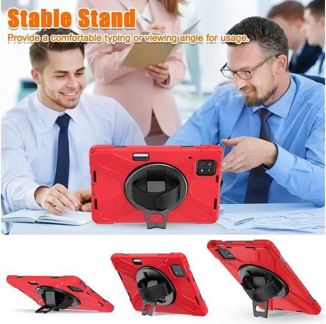 Alt view image 5 of 7 - BONAEVER Protective Case for Xiaomi Mi Pad 6 / 6 Pro 11.2 Inch 2023 with Stylus Holder & Stand and Portable Hybrid ShockProof Cover with 360° Rotatable Handle Shoulder Strap Stylus Pen Red