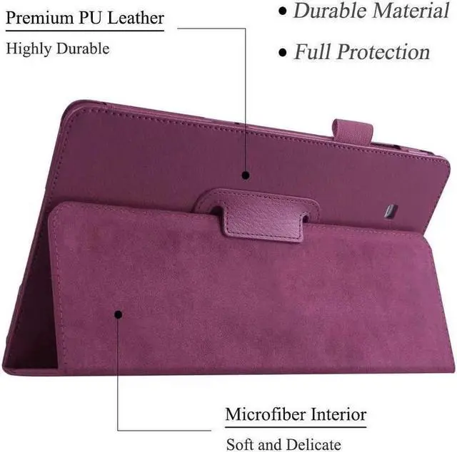 Alt view image 3 of 7 - BONAEVER For Galaxy Tab E 9.6 Case with Universal Stylus Pen - Slim Leather Folio Stand Case Cover for Samsung Galaxy Tab E 9.6 Inch Model SM-T560 SM-T561 SM-T565 SM-T567V Purple