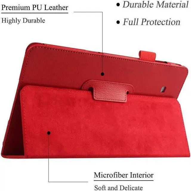 Alt view image 3 of 7 - BONAEVER For Galaxy Tab E 9.6 Case with Universal Stylus Pen - Slim Leather Folio Stand Case Cover for Samsung Galaxy Tab E 9.6 Inch Model SM-T560 SM-T561 SM-T565 SM-T567V Red