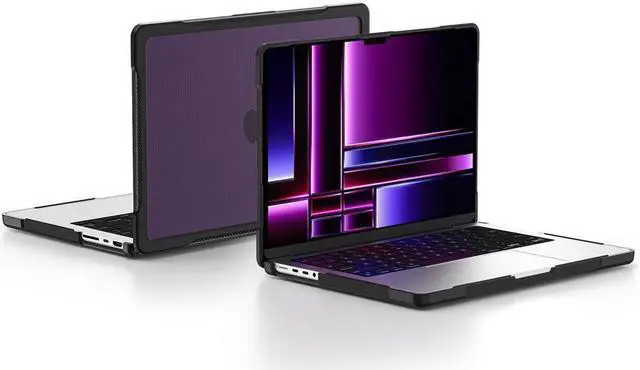 Alt view image 6 of 7 - BONAEVER Compatible with MacBook Pro 14 inch Case 2023 2022 2021 Release M2 A2779 A2442 M1 Pro/Max Chip with Touch ID Rugged Hard Shell Shockproof Cover with Keyboard Skin Purple