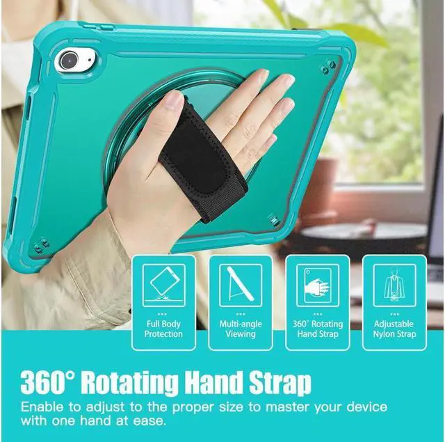 Alt view image 2 of 7 - BONAEVER Case For iPad (A16) 11th Generation 11 Inch 2025, iPad 10th Generation 10.9 inch 2022 with Pencil Holder Rotating Stand + H /Shoulder Strap + 2 in 1 Stylus Pen Shcokproof Cover