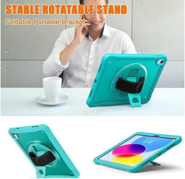 Alt view image 3 of 7 - BONAEVER Case For iPad (A16) 11th Generation 11 Inch 2025, iPad 10th Generation 10.9 inch 2022 with Pencil Holder Rotating Stand + H /Shoulder Strap + 2 in 1 Stylus Pen Shcokproof Cover