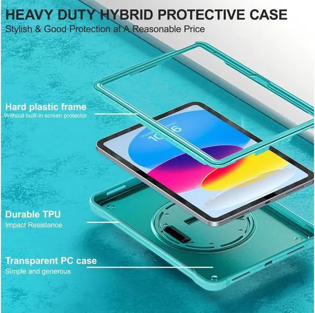 Alt view image 7 of 7 - BONAEVER Case For iPad (A16) 11th Generation 11 Inch 2025, iPad 10th Generation 10.9 inch 2022 with Pencil Holder Rotating Stand + H /Shoulder Strap + 2 in 1 Stylus Pen Shcokproof Cover