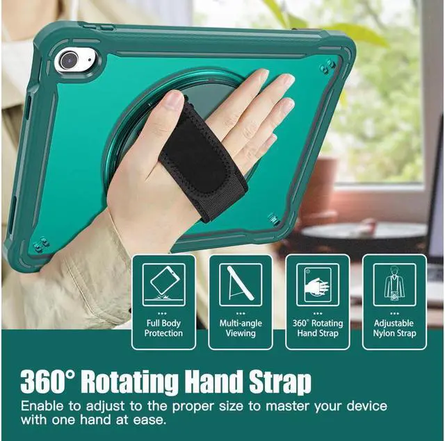 Alt view image 2 of 7 - BONAEVER Case For iPad (A16) 11th Generation 11 Inch 2025, iPad 10th Generation 10.9 inch 2022 with Pencil Holder Rotating Stand + H /Shoulder Strap + 2 in 1 Stylus Pen Shcokproof Cover