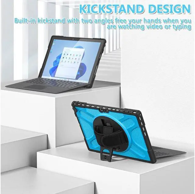Alt view image 4 of 7 - BONAEVER Case For Surface Pro 7 Plus / Surface Pro 7 / Surface Pro 6 / Surface Pro 5 / Surface Pro 4 12.3 inch Shockproof Cover with Stand and Strap Pen Holder 2 in 1 Stylus Pen