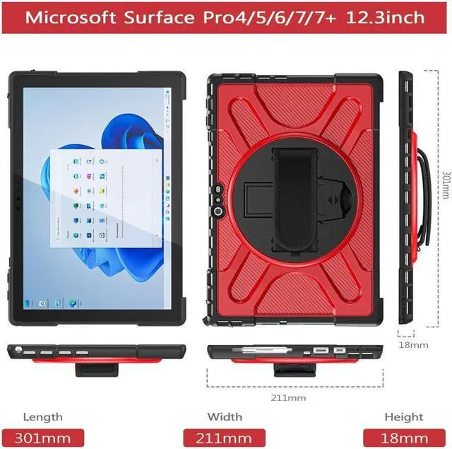Alt view image 2 of 7 - BONAEVER Case For Surface Pro 7 Plus / Surface Pro 7 / Surface Pro 6 / Surface Pro 5 / Surface Pro 4 12.3 inch Shockproof Cover with Stand and Strap Pen Holder 2 in 1 Stylus Pen