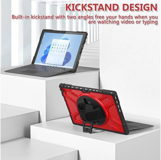 Alt view image 5 of 7 - BONAEVER Case For Surface Pro 7 Plus / Surface Pro 7 / Surface Pro 6 / Surface Pro 5 / Surface Pro 4 12.3 inch Shockproof Cover with Stand and Strap Pen Holder 2 in 1 Stylus Pen