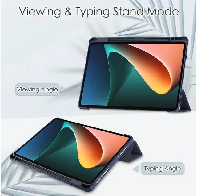 Alt view image 2 of 7 - BONAEVER Case For Xiaomi Pad 5 / Pad 5 Pro 11 Inch Transparent Hard Back Cover Trifold Smart Stand Cover with Pen Holder Stylus Pen Auto Wake/Sleep