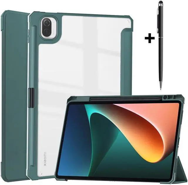 Main image of BONAEVER Case For Xiaomi Pad 5 / Pad 5 Pro 11 Inch Transparent Hard Back Cover Trifold Smart Stand Cover with Pen Holder Stylus Pen Auto Wake/Sleep