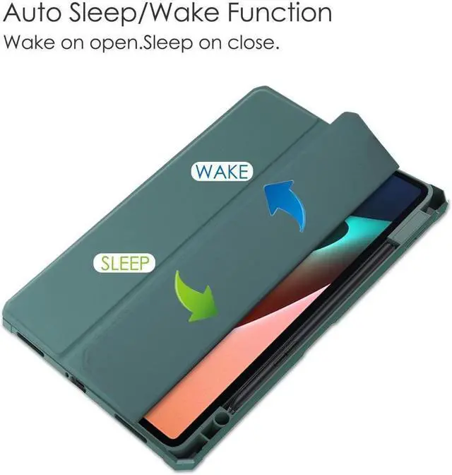 Alt view image 5 of 7 - BONAEVER Case For Xiaomi Pad 5 / Pad 5 Pro 11 Inch Transparent Hard Back Cover Trifold Smart Stand Cover with Pen Holder Stylus Pen Auto Wake/Sleep