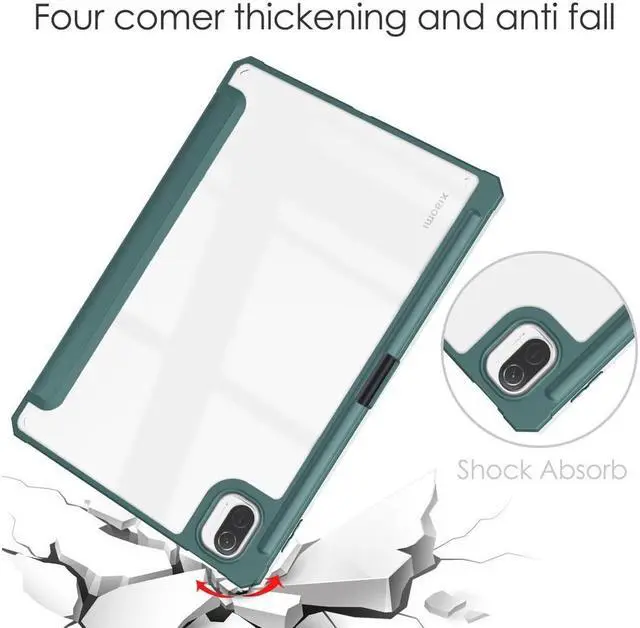 Alt view image 6 of 7 - BONAEVER Case For Xiaomi Pad 5 / Pad 5 Pro 11 Inch Transparent Hard Back Cover Trifold Smart Stand Cover with Pen Holder Stylus Pen Auto Wake/Sleep