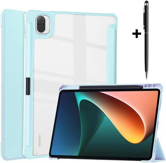 Main image of BONAEVER Case For Xiaomi Pad 5 / Pad 5 Pro 11 Inch Transparent Hard Back Cover Trifold Smart Stand Cover with Pen Holder Stylus Pen Auto Wake/Sleep