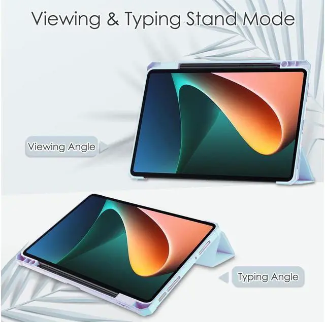 Alt view image 2 of 7 - BONAEVER Case For Xiaomi Pad 5 / Pad 5 Pro 11 Inch Transparent Hard Back Cover Trifold Smart Stand Cover with Pen Holder Stylus Pen Auto Wake/Sleep