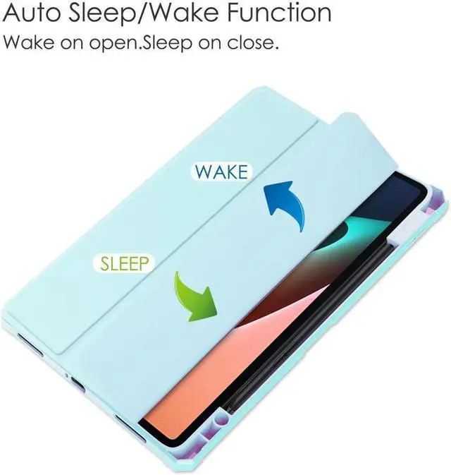 Alt view image 5 of 7 - BONAEVER Case For Xiaomi Pad 5 / Pad 5 Pro 11 Inch Transparent Hard Back Cover Trifold Smart Stand Cover with Pen Holder Stylus Pen Auto Wake/Sleep