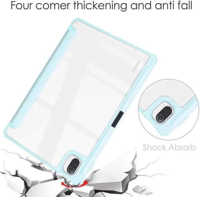 Alt view image 6 of 7 - BONAEVER Case For Xiaomi Pad 5 / Pad 5 Pro 11 Inch Transparent Hard Back Cover Trifold Smart Stand Cover with Pen Holder Stylus Pen Auto Wake/Sleep
