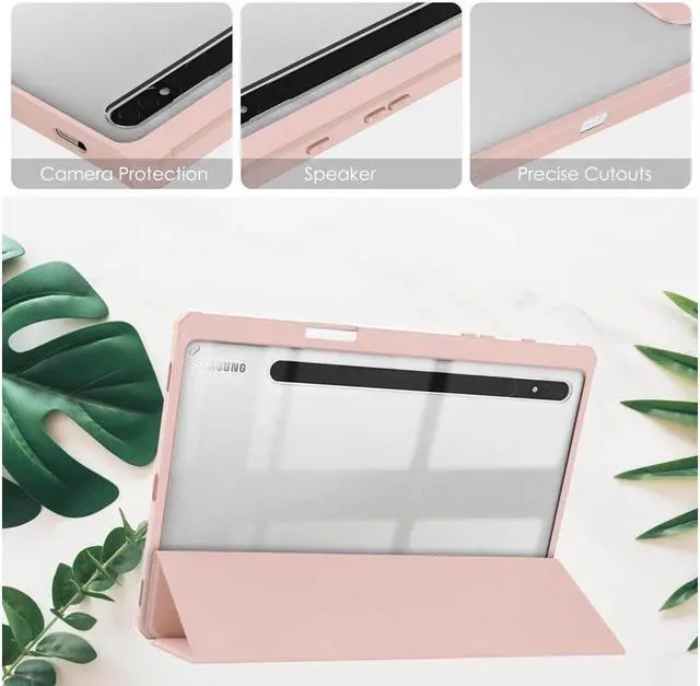 Alt view image 3 of 7 - BONAEVER Case for Samsung Galaxy Tab S8 11 inch 2022 SM-X700/X706 /Tab S7 11 inch 2020 SM-T870/T875/T878 with S-Pen Holder Trifold Cover Transparent PC Back Shell with Auto-Wake Stylus Pen Sky Blue
