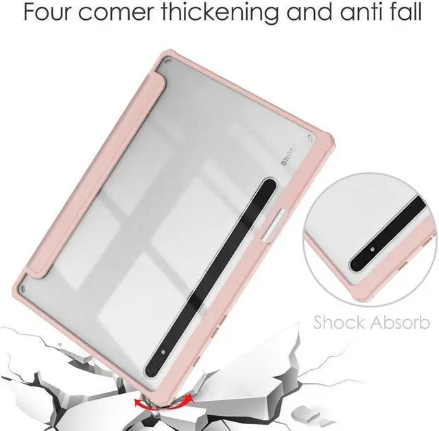 Alt view image 6 of 7 - BONAEVER Case for Samsung Galaxy Tab S8 11 inch 2022 SM-X700/X706 /Tab S7 11 inch 2020 SM-T870/T875/T878 with S-Pen Holder Trifold Cover Transparent PC Back Shell with Auto-Wake Stylus Pen Sky Blue