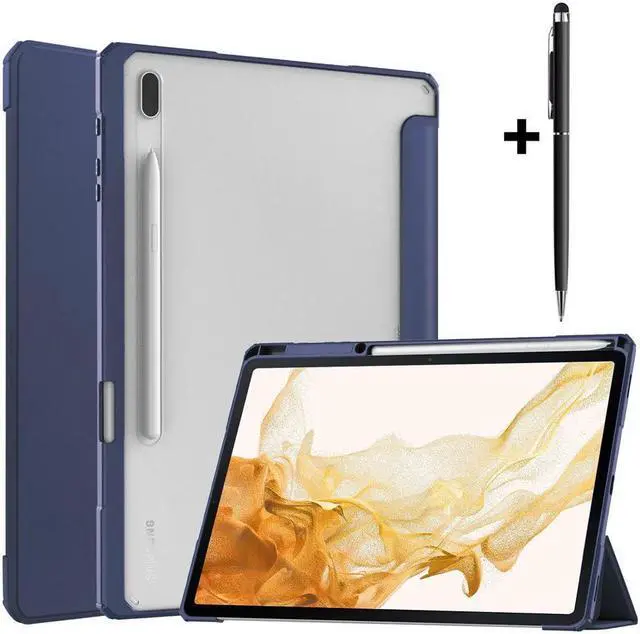 Main image of BONAEVER Case For Samsung Galaxy Tab S8 Plus 12.4 2022 SM-X800/X806 / Tab S7 FE 2021 / Tab S7 Plus 2020 12.4 inch with S Pen Holder Stylus Pen Transparent Back Smart Stand Cover with Auto Wake/Sleep