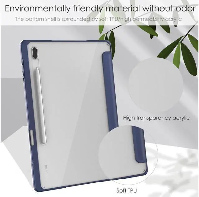 Alt view image 7 of 7 - BONAEVER Case For Samsung Galaxy Tab S8 Plus 12.4 2022 SM-X800/X806 / Tab S7 FE 2021 / Tab S7 Plus 2020 12.4 inch with S Pen Holder Stylus Pen Transparent Back Smart Stand Cover with Auto Wake/Sleep
