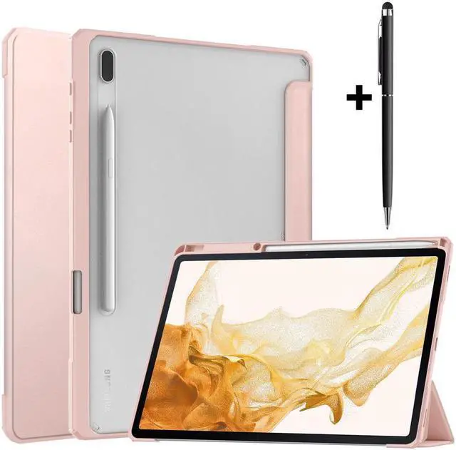 Main image of BONAEVER Case For Samsung Galaxy Tab S8 Plus 12.4 2022 SM-X800/X806 / Tab S7 FE 2021 / Tab S7 Plus 2020 12.4 inch with S Pen Holder Stylus Pen Transparent Back Smart Stand Cover with Auto Wake/Sleep