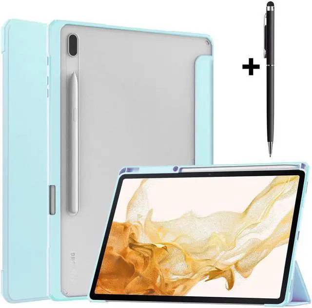 Main image of BONAEVER Case For Samsung Galaxy Tab S8 Plus 12.4 2022 SM-X800/X806 / Tab S7 FE 2021 / Tab S7 Plus 2020 12.4 inch with S Pen Holder Stylus Pen Transparent Back Smart Stand Cover with Auto Wake/Sleep