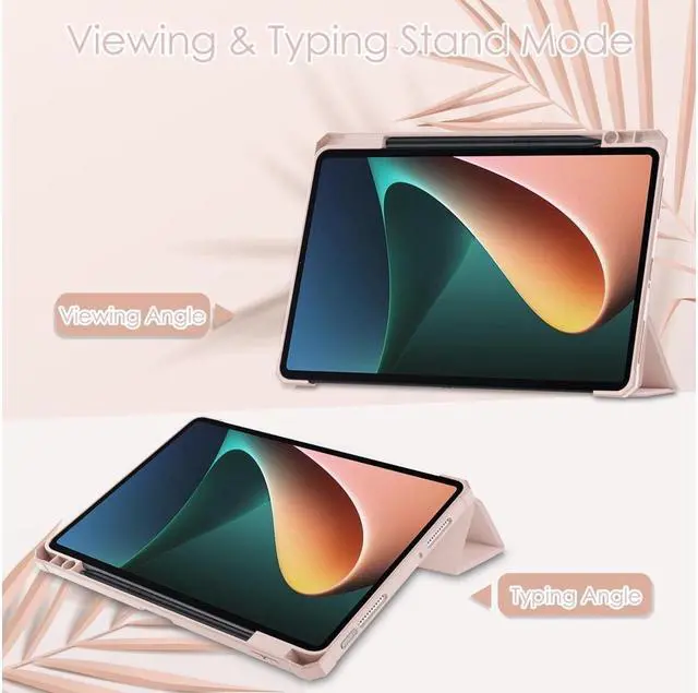 Alt view image 2 of 7 - BONAEVER Case For Xiaomi Pad 5 / Pad 5 Pro 11 Inch Transparent Hard Back Cover Trifold Smart Stand Cover with Pen Holder Stylus Pen Auto Wake/Sleep
