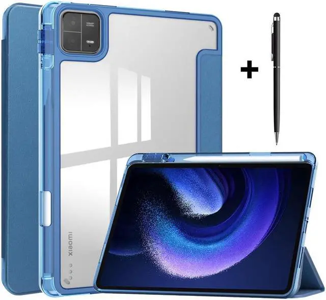 Main image of BONAEVER Protective Case for Xiaomi Mi Pad 6 / 6 Pro 11 Inch 2023 with S Pen Holder Universal Stylus PenTransparent Hard Shell Back Trifold Smart Stand Cover