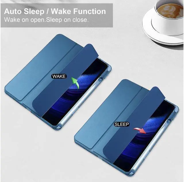 Alt view image 2 of 7 - BONAEVER Protective Case for Xiaomi Mi Pad 6 / 6 Pro 11 Inch 2023 with S Pen Holder Universal Stylus PenTransparent Hard Shell Back Trifold Smart Stand Cover