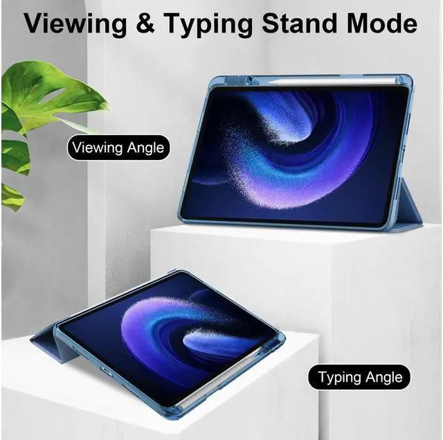 Alt view image 3 of 7 - BONAEVER Protective Case for Xiaomi Mi Pad 6 / 6 Pro 11 Inch 2023 with S Pen Holder Universal Stylus PenTransparent Hard Shell Back Trifold Smart Stand Cover