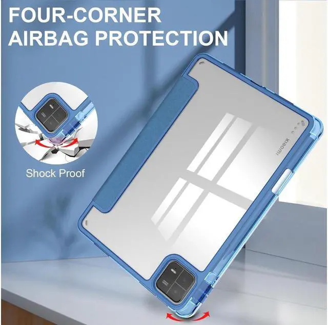 Alt view image 7 of 7 - BONAEVER Protective Case for Xiaomi Mi Pad 6 / 6 Pro 11 Inch 2023 with S Pen Holder Universal Stylus PenTransparent Hard Shell Back Trifold Smart Stand Cover
