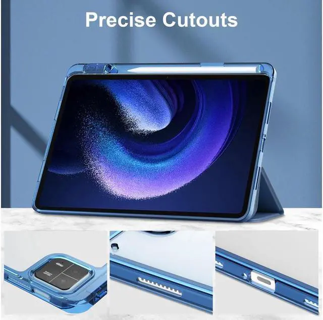 Alt view image 5 of 7 - BONAEVER Protective Case for Xiaomi Mi Pad 6 / 6 Pro 11 Inch 2023 with S Pen Holder Universal Stylus PenTransparent Hard Shell Back Trifold Smart Stand Cover