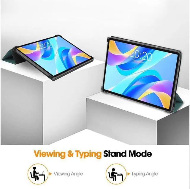 Alt view image 3 of 7 - BONAEVER Case for Tecla Stand M40 Plus 10.1 inch / P30S 10.1 inch / P40HD 10.1 inch Tri fold Slim Hard Shell Smart Protective Cover with Multi-Angle Stand Universal Stylus Pen