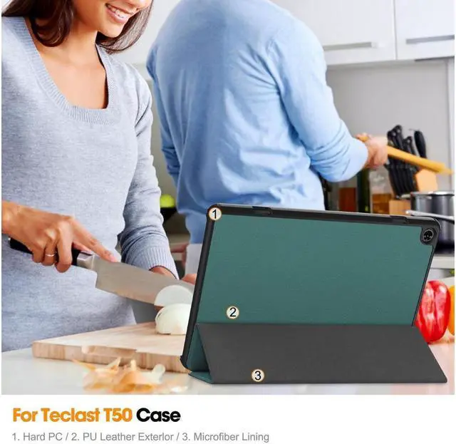 Alt view image 6 of 7 - BONAEVER Case for TECLA Stand T50 11 inch Tri fold Slim Hard Shell Smart Protective Cover with Multi-Angle Stand Universal Stylus Pen