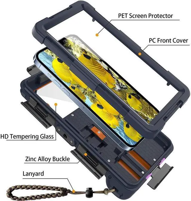 Alt view image 3 of 7 - BONAEVER Diving Phone Case Underwater Photography Video Housings with Lanyard [50ft/15m] Snorkeling Waterproof Phone Cover for iPhone Galaxy LG Motorola Google