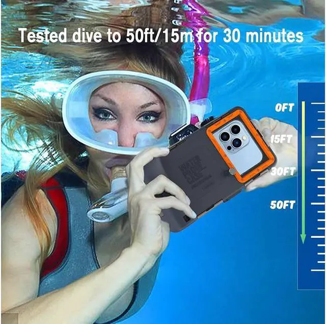 Alt view image 2 of 7 - BONAEVER Diving Phone Case Underwater Photography Video Housings with Lanyard [50ft/15m] Snorkeling Waterproof Phone Cover for iPhone Galaxy LG Motorola Google