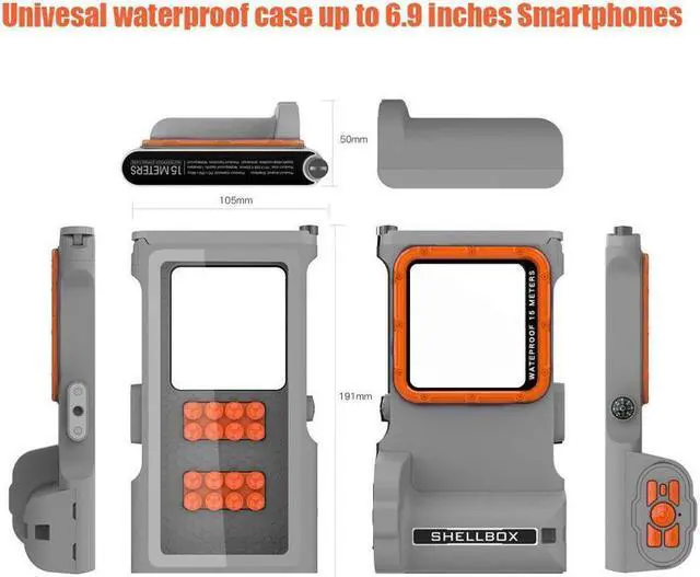 Alt view image 2 of 7 - BONAEVER [50 ft/15m] Diving Phone Case with Bluetooth Remote Control Universal Cell Phone Waterproof Case for Surfing Swimming Snorkeling Deep Underwater Protection Case for iPhone Android Phones Gray