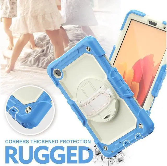 Alt view image 5 of 7 - Case Compatible with Samsung Galaxy Tab A7 Lite 8.7 inch with Built-in Screen Protector 360 Degree Kickstand Hand Shoulder Strap, Shockproof Cover for Galaxy Tab A7 Lite 2021 SM-T220 SM- T225 SM- T227
