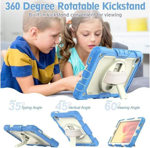 Alt view image 3 of 7 - Case Compatible with Samsung Galaxy Tab A7 Lite 8.7 inch with Built-in Screen Protector 360 Degree Kickstand Hand Shoulder Strap, Shockproof Cover for Galaxy Tab A7 Lite 2021 SM-T220 SM- T225 SM- T227