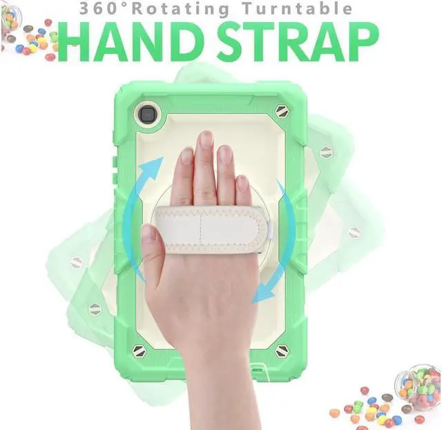 Alt view image 2 of 7 - Case Compatible with Samsung Galaxy Tab A7 Lite 8.7 inch with Built-in Screen Protector 360 Degree Kickstand Hand Shoulder Strap, Shockproof Cover for Galaxy Tab A7 Lite 2021 SM-T220 SM- T225 SM- T227