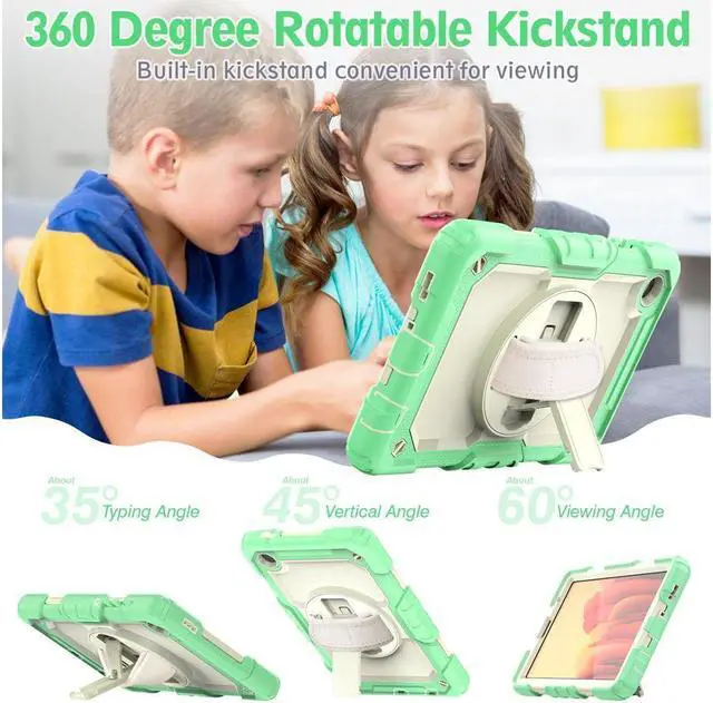 Alt view image 4 of 7 - Case Compatible with Samsung Galaxy Tab A7 Lite 8.7 inch with Built-in Screen Protector 360 Degree Kickstand Hand Shoulder Strap, Shockproof Cover for Galaxy Tab A7 Lite 2021 SM-T220 SM- T225 SM- T227