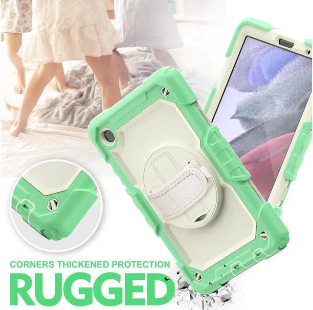 Alt view image 5 of 7 - Case Compatible with Samsung Galaxy Tab A7 Lite 8.7 inch with Built-in Screen Protector 360 Degree Kickstand Hand Shoulder Strap, Shockproof Cover for Galaxy Tab A7 Lite 2021 SM-T220 SM- T225 SM- T227