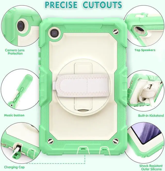 Alt view image 6 of 7 - Case Compatible with Samsung Galaxy Tab A7 Lite 8.7 inch with Built-in Screen Protector 360 Degree Kickstand Hand Shoulder Strap, Shockproof Cover for Galaxy Tab A7 Lite 2021 SM-T220 SM- T225 SM- T227