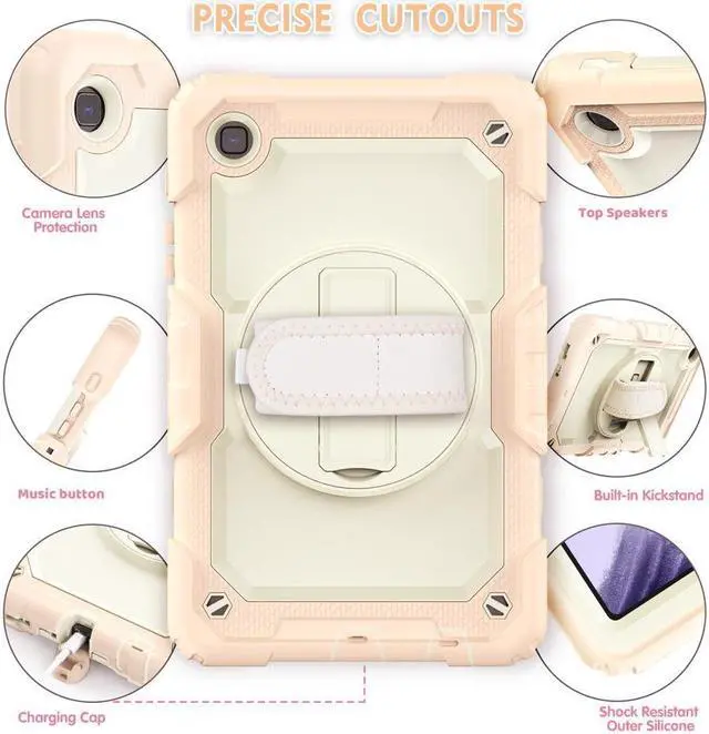 Alt view image 6 of 7 - Case Compatible with Samsung Galaxy Tab A7 Lite 8.7 inch with Built-in Screen Protector 360 Degree Kickstand Hand Shoulder Strap, Shockproof Cover for Galaxy Tab A7 Lite 2021 SM-T220 SM- T225 SM- T227