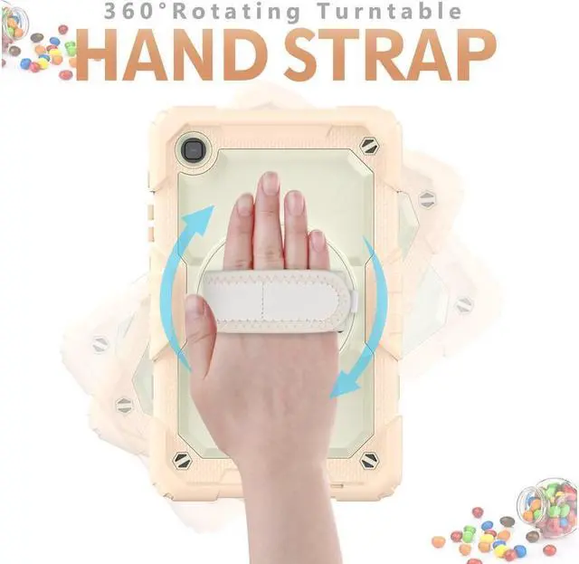 Alt view image 3 of 7 - Case Compatible with Samsung Galaxy Tab A7 Lite 8.7 inch with Built-in Screen Protector 360 Degree Kickstand Hand Shoulder Strap, Shockproof Cover for Galaxy Tab A7 Lite 2021 SM-T220 SM- T225 SM- T227