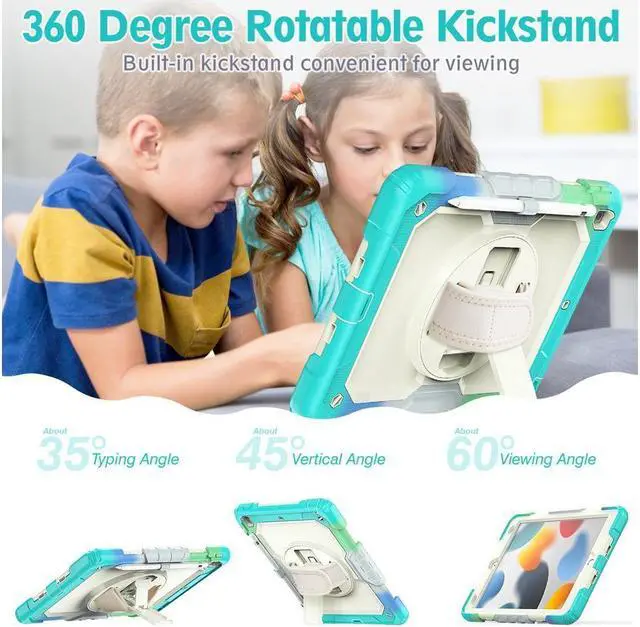 Alt view image 5 of 7 - BONAEVER Case for iPad 9th / 8th / 7th Generation Case for iPad 10.2 Inch 2021 / 2020 / 2019 with Screen Protector Pencil Holder Stand and /Shoulder Strap Protective Cover