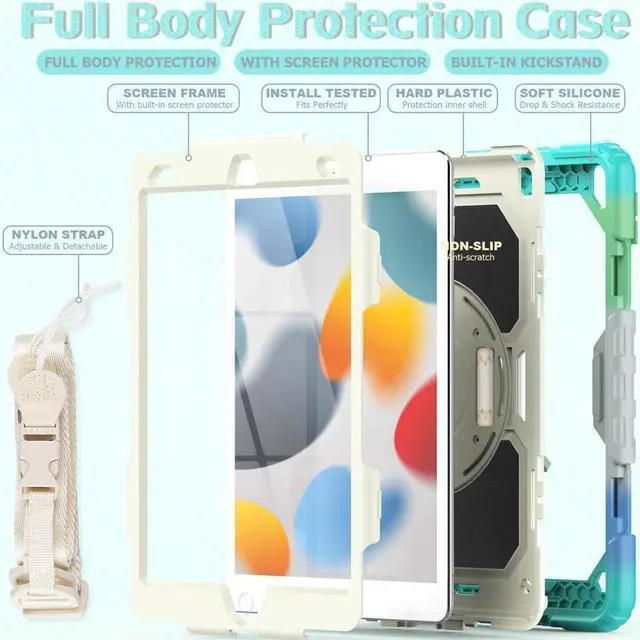 Alt view image 7 of 7 - BONAEVER Case for iPad 9th / 8th / 7th Generation Case for iPad 10.2 Inch 2021 / 2020 / 2019 with Screen Protector Pencil Holder Stand and /Shoulder Strap Protective Cover