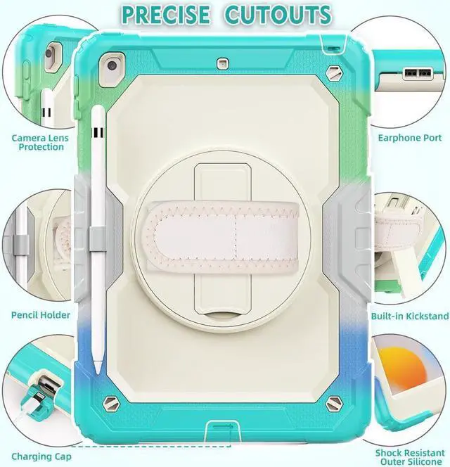 Alt view image 6 of 7 - BONAEVER Case for iPad 9th / 8th / 7th Generation Case for iPad 10.2 Inch 2021 / 2020 / 2019 with Screen Protector Pencil Holder Stand and /Shoulder Strap Protective Cover