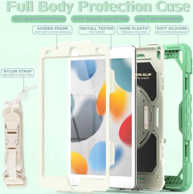 Alt view image 4 of 5 - BONAEVER Case for iPad 9th / 8th / 7th Generation Case for iPad 10.2 Inch 2021 / 2020 / 2019 with Screen Protector Pencil Holder Stand and /Shoulder Strap Protective Cover